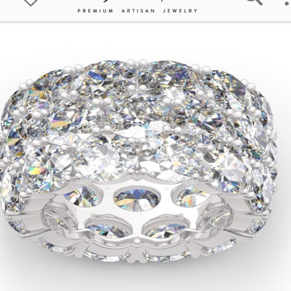 OVAL CUT ETERNITY STERLING SILVER WOMEN'S BAND 10 - Picture 2 of 5